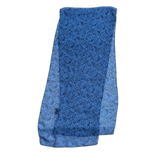 Scarves Scarf Paisley Blue Floral Roses‎ Multicolor Set Of 2 Sheer 58"x 13" - Picture 5 of 12